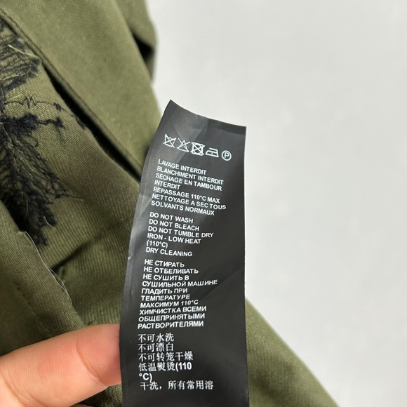 The Kooples women size M leaf embroidered jacket green 100% cotton beaded - Picture 13 of 15